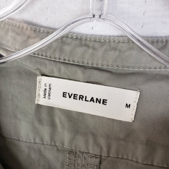 EVERLANE Long-Sleeve Utility Mini Dress Sage Green M Organic Cotton Minimalist - Picture 5 of 16